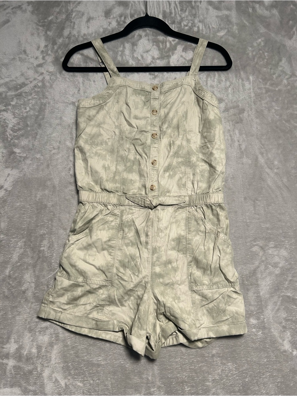 Abercrombie Kids Romper Girls 15/16 Green Tie Dye Adjustable Pockets